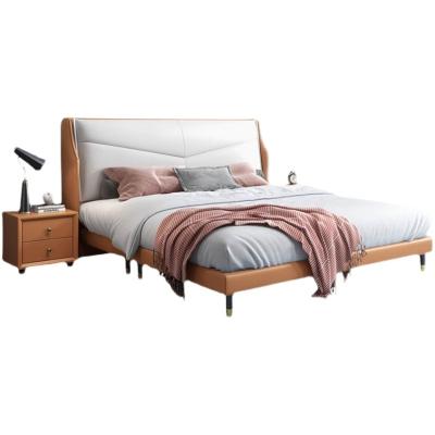 China (Other)Adjustable Upholstered Queen Size Bed With Wooden Slats Leather Bed 1.8m Double Bed for sale