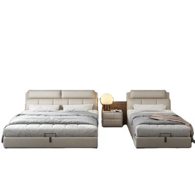 China (Others)Adjustable Bedroom Furniture Sets Soft Bed Frames King Queen Size Solid Wood Bed For Home for sale