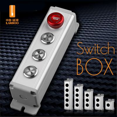 China Control box/switch holding LANBOO 1 2 3 4 5holes 16mm/19mm/22mm aluminum alloy metal push button waterproof switch box with power outdoor control box for sale