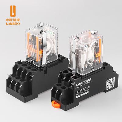 China LANBOO HH52P MY2NJ Micro Relay Protective Coil DPDT General Mini Electromagnetic Relay Switch With Socket Base LED AC 12V DC 12V for sale