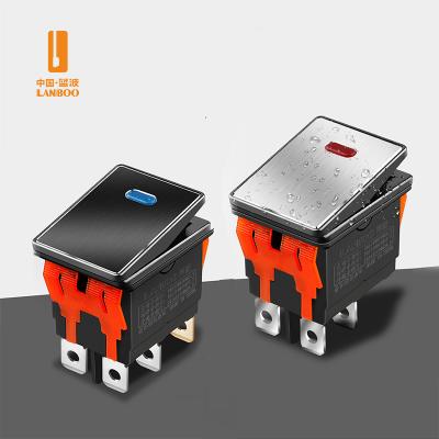 China PA66 LANBOO Illuminated On Off 12V Rocker Switch With Red Green Blue Yellow LED for sale