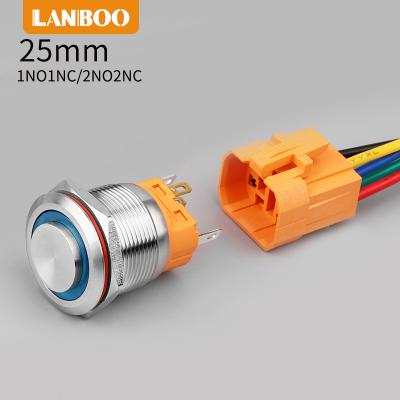 China China LANBOO Aluminum Oxide Metal Push Button Switch Quality Switch 25mm Stainless//Monochrome Copper Plating IP67/Bicolor/Tricolor LED Buttons 1NO1NC 2NO2NC for sale