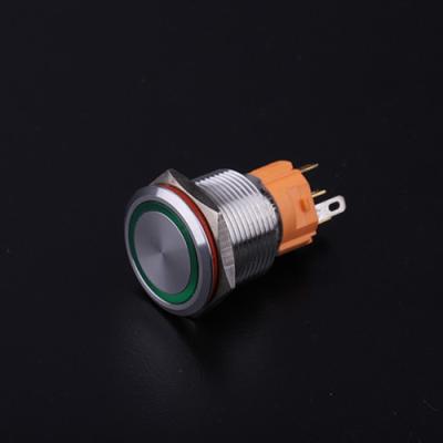 China Professional Manufacturer Stainless/For Aluminum Oxide Copper Plating/7 Years LANBOO 22MM LED Color White Metal Red Blue Green Yellow Push Button Switch for sale