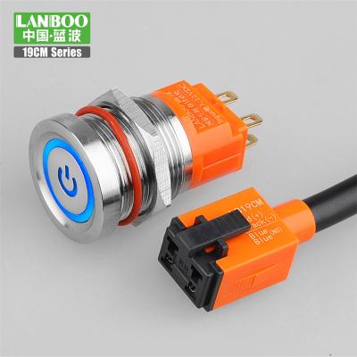 China LANBOO Stainless Steel /Aluminum Oxide Dimming Switch Stepless Touch Switch DC 3V To 220V Dual Blue Red LEDs Suitable For 19mm 3/4