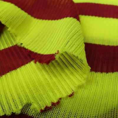 China Wrinkle Resistant Chinese Supplier Hot Selling Cheap Rib Fabric Non Yarn Knitted Dyed Wine Red And Stripes Fluorescent Yellow Fabric For Garment for sale