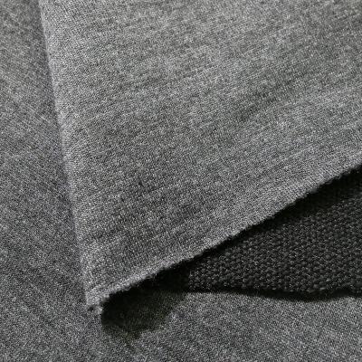 China Wrinkle Resistant Black DTY Add Spun Yarn Hemp Gray Looped Polyester Fabric Terry Cloth In Knitted Polyester Fabric For Sportswear for sale