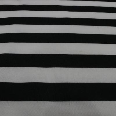 China Wholesale Wrinkle Resistant Terry Looped Fabric Stripe Design Printing Black And White Fabric In Polyester Knitted Fabric For Sweater In Spring for sale