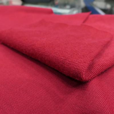 China Wrinkle Resistant Comfortable Light Weight 230 GSM High Quality Single Dyed Wine Red Terry Looped Fabric In Knitted Polyester Fabric For Sportswear for sale