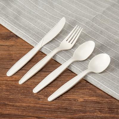 China LOKYO Viable Eco-Friendly Biodegradable 8 Inch Cornstarch Disposable Cutlery Tableware Fork Knife Spoon for sale