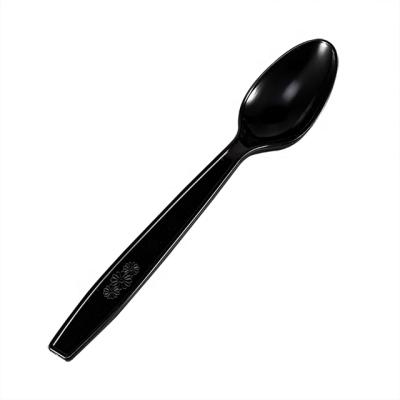 China LOKYO Disposable 7 Inch Black PS Cutlery Disposable Tableware Soup Spoon Fork Knife for sale