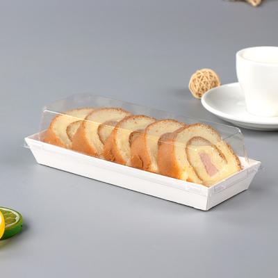 China LOKYO Disposable Bread Dessert Bakery Soft White Cardboard Case Disposable Bakery Boxes With Plastic Lids for sale