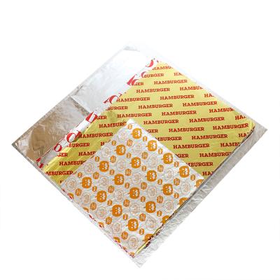 China LOKYO Waterproof Insulated Greaseproof Aluminum Coated Fast Food Burger Wrapping Chicken Burger Wrapping Paper Wrap for sale