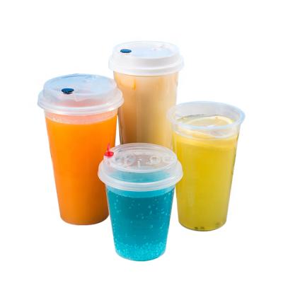 China PP cup 500ml 700ml pp injection custom logo plastic cup with lid for milk tea boba tea bubble tea disposable pp cups for sale