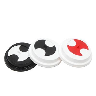 China For bubble tea shop pp injection cup lid for bubble tea cup, 90mm top diameter rotating lid pp material plastic cup with lid for sale