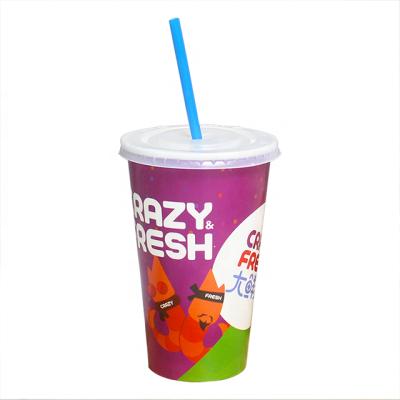 China Customized Disposable Coke Cold Single Wall Double Cup 16oz PE Drinkware Disposable Coffee Cup and Lid for sale