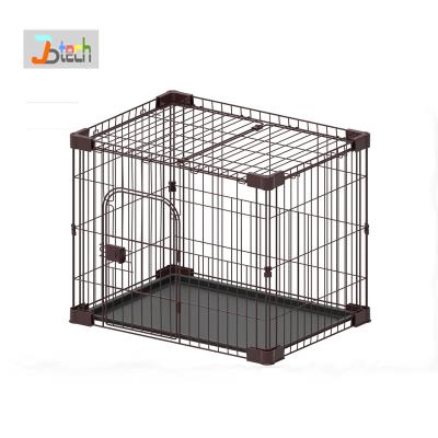 China Factory Wholesale Breathable Animal Kennel Cages Dog Foldable Metal Pet Cage With Removable Tray for sale