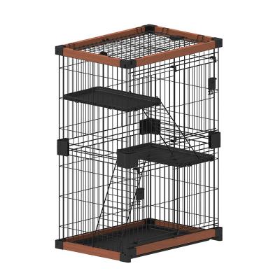 China Breathable Indoor Foldable Multi-Layer Large Cat Cage Wooden Pet Cat Play Houses for sale