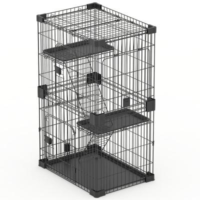 China Large 3 Layers Breathable Indoor Folding Cat Cage Pet Cat Play House Veterinary Pet Crate for sale