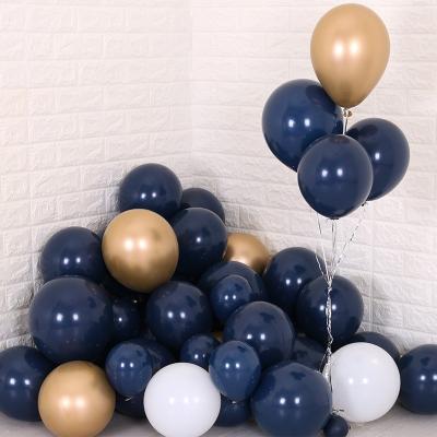 China Amazon hot sale custom emulsion shaped 10 12 inch 100pcs premium dark blue matte latex globo balloons for party decoration for sale