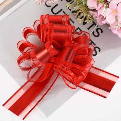 China New pp. Competitive Wedding Car Christmas Decoration Flower Ball Snow Chat Pull String Bows Organza Pom Draw Bow Ribbon Large for sale