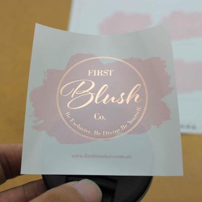 China Custom Packaging Logo Label Printing Self Adhesive Rose Gold Foil Stickers For Free Design Waterproof for sale