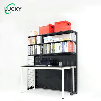 China Behind Doors/On Walls Leke Living room DIY storage shelf iron metal floor type steady display rack shelves multifunction shelving units for home use for sale