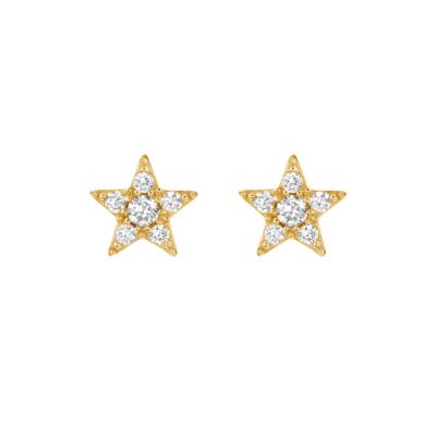 China TRENDY fine jewelry 925 sterling silver zircon star stud earrings 18k gold plated earrings wholesale for sale