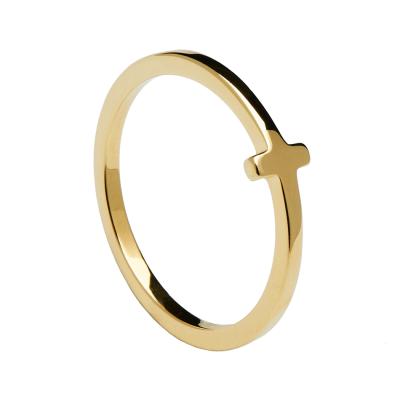 China Fashion Jewelry 925 Sterling Silver Ring 18k Romantic Gold Plated Bar Band Ring for sale