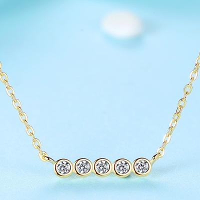 China Luxury FASHIONABLE Band 925 Sterling Silver Necklace 18k Gold Plated Cubic Zircon Bar Pendant Necklace For Women for sale