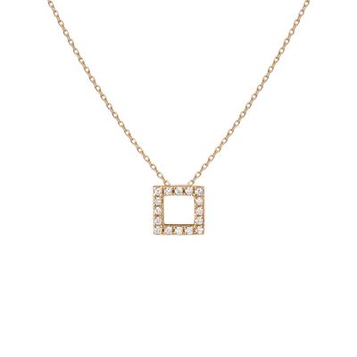 China CLASSIC 18k Gold Fashion Jewelry 925 Sterling Silver Necklace Cubic Zircon Square Pendant For Women for sale