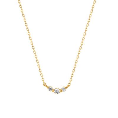 China CLASSIC Wholesaler Triple Zircon Sterling Silver Necklace Vermeil Jewelry Shinny Necklace for sale