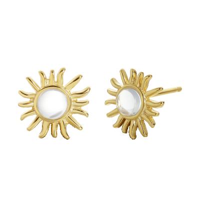 China FASHIONABLE Earring Tasty Jewelry 925 Sterling Silver Earrings 18k Gold Plated Stud Earrings Moonstone Sun for sale