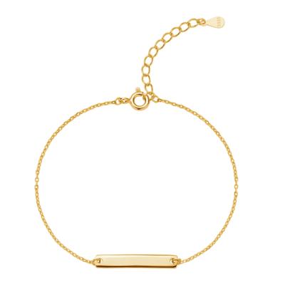 China TRENDY Minimalist Jewelry Custom Name Bracelet 925 Sterling Silver Gold Plated Engravable Bar Bracelet for sale