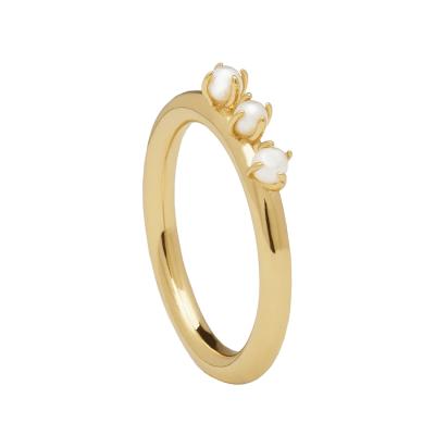 China CLASSIC Fashion Ring Jewelry 925 Sterling Silver Ring 18k Gold Plated Three Pearl Ring for sale