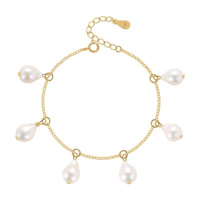 China CLASSIC New Arrival 14k Gold Plated Women Jewelry Handmade Bracelets 925 Sterling Silver Freshwater Pearl Bracelet for sale