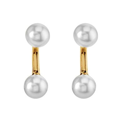 China FASHIONABLE 14k Gold Jewelry Wholesale Distributors 925 Sterling Silver Gold Plated Pearl Orbit Stud Earrings For Women for sale