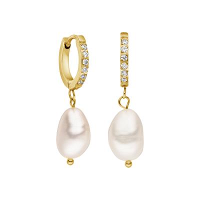 China FASHIONABLE Earrings Wholesaler Vermeil Jewelry Freshwater Pearl Sterling Silver Shiny Circle Earring For Women for sale