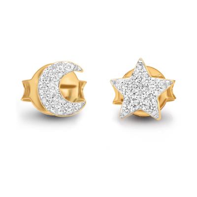 China Fashion 925 sterling silver zircon earring wholesaler 18k gold plated star moom stud earring for gift for sale