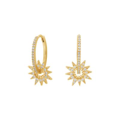 China Wholesale 925 sterling silver gold plated starburst zirconia stud earring FASHIONABLE newcomer nagosa earrings for sale