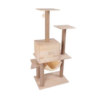 China New Product Sustainable Wood Cat Tree Floral Flower Tower for sale