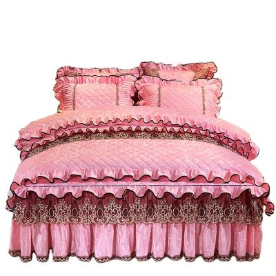 China Luxury Velvet Diamond Bedding Set American Style Nondisposable for Wedding for sale