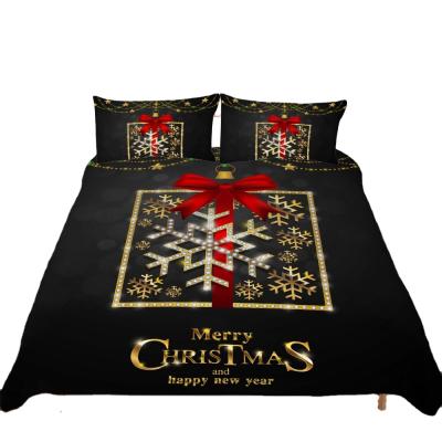 China Anti-Static Christmas Theme 3D Snowflake Printed Polyester Bedding Set for sale