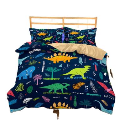 China Anti-Static Style 3D Dinosaur Printed Three Piece Bedding Set Coverlet Quilt Set Ready To Ship for sale