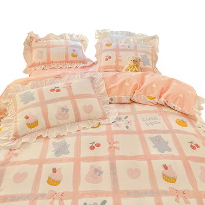 China Nondisposable Princess of Japanese Styles Fruit Cherry Pattern Kids Bedding Sets of 4 Pieces for Boys Girls for sale