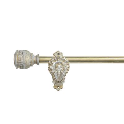 China 0.6MM Thick Grooved Pipe Curtain Rods With Aluminum Carved Holder Resin Curtain Head for sale