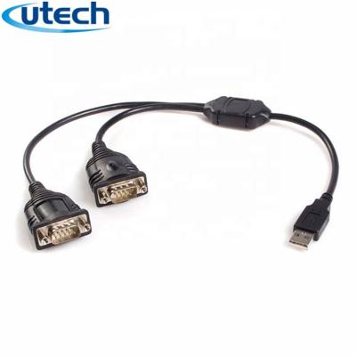 China COMPUTER usb to 2 rs232 cable dual driver hub adapter dummy modem port program male female usb ftdi serial data to dual serial rs232 cable for sale