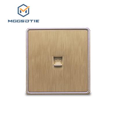 China Multipurpose electric wall switches golden color pc+copper+metal telephone tv data socket satellite wall for home outlet for sale