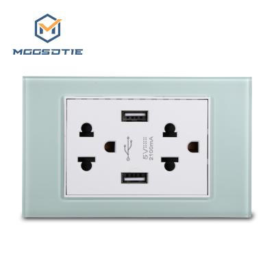 China Multipurpose American Style High Quality Home Hotel Double Glass Material Us Plug Wall Electrical Outlet With USB Peru for sale