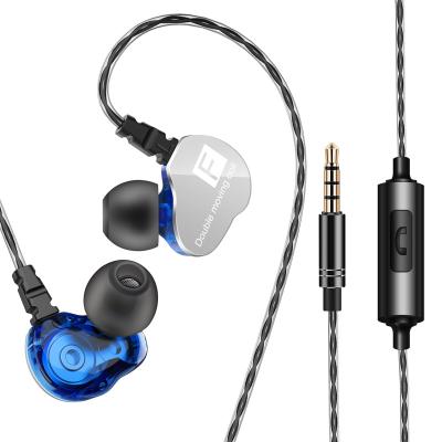 China 3.5mm In-Ear Graphene Headphones F4 Double Coil Jack 3.5mm Subwoofer Bass Mic Dynamic In-Ear Wired Wired Earbuds In-ear Earphone for sale