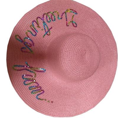 China Image Korean version of the beach hat sequins letter sequins seaside Sun hat summer French Sun hat for sale